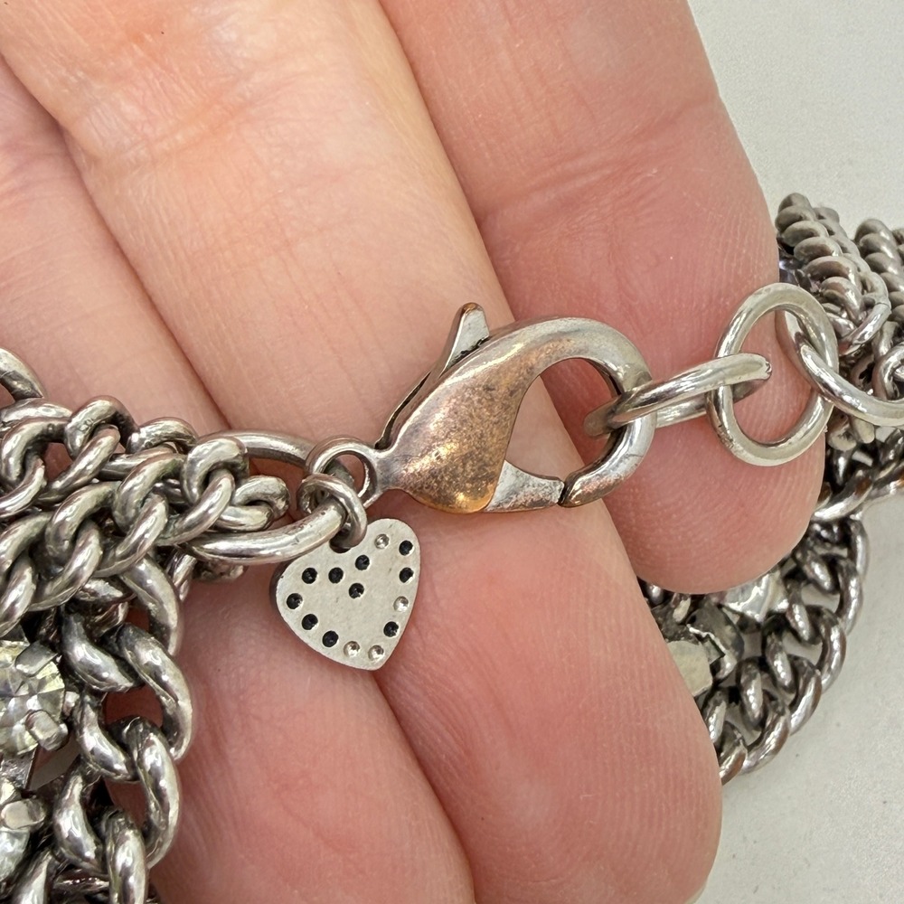 Stella & Dot Petra Braided Rhinestone Bracelet Chunky‎ Chain Sparkle Silver Tone - Picture 6 of 10